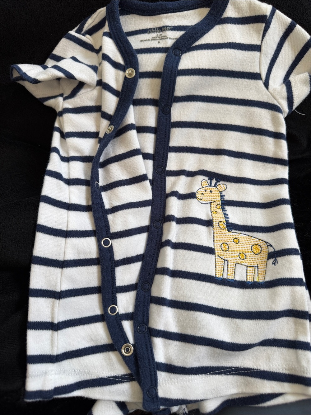 Navy & White Striped Giraffe Kids One-Piece